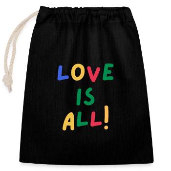 LOVE IS ALL - Closable cotton gift bag (25x30cm) - black - Front