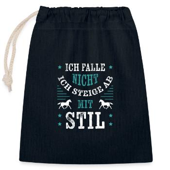 Ich falle nicht - Reiter Reiterin - Verschließbarer Geschenkbeutel aus Baumwolle (25x30cm) - Navy - Vorne