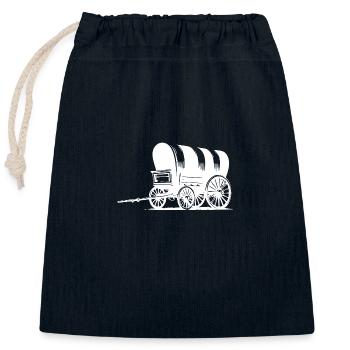 Planwagen mit gestreifter Plane - Verschließbarer Geschenkbeutel aus Baumwolle (25x30cm) - Navy - Vorne