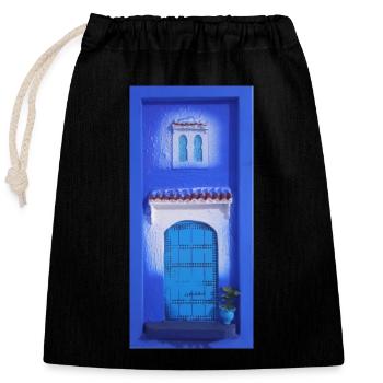 Chefchaoun the blue city 💙 - Sac cadeau en coton avec cordon (25 x 30 cm) - noir - Devant
