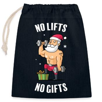Pas de remontées mécaniques, pas de cadeaux - Salle de sport de Noël - Sac cadeau en coton avec cordon (25 x 30 cm) - bleu marine - Devant