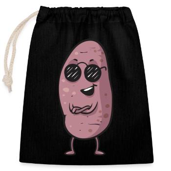 Légumes-racines de patates douces - Sac cadeau en coton avec cordon (25 x 30 cm) - noir - Devant