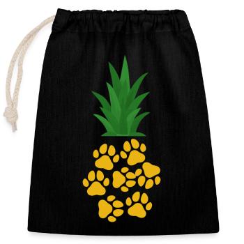 Ananas Pfote - Verschließbarer Geschenkbeutel aus Baumwolle (25x30cm) - Schwarz - Vorne