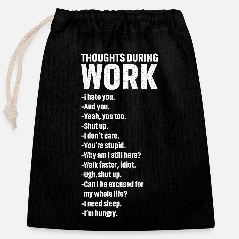 thoughts during work - Closable cotton gift bag (25x30cm) - black