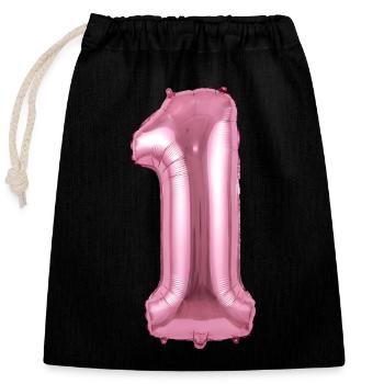 Geburtstag Shirt, 1. Geburtstag Ballon - Verschließbarer Geschenkbeutel aus Baumwolle (25x30cm) - Schwarz - Vorne