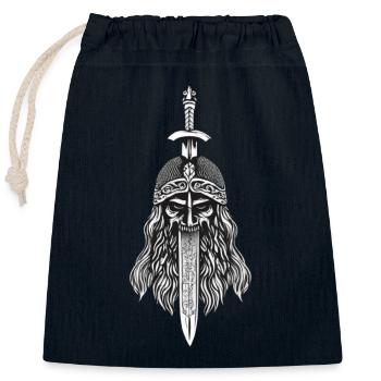 Draugr Éveillé - Guerrier viking mort-vivant - Sac cadeau en coton avec cordon (25 x 30 cm) - bleu marine - Devant