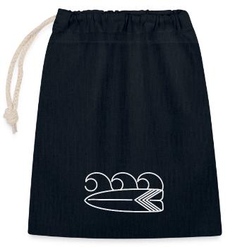 Planche de surf - Sac cadeau en coton avec cordon (25 x 30 cm) - bleu marine - Devant