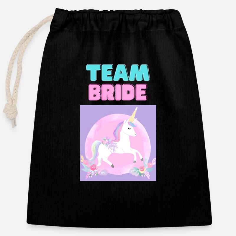 TEAM Bride - Junggesellinenabschied - Verschließbarer Geschenkbeutel aus Baumwolle (25x30cm) - Schwarz