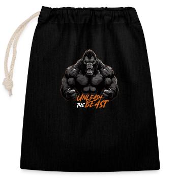 Libérez la bête GYM Gorille d’arts martiaux - Sac cadeau en coton avec cordon (25 x 30 cm) - noir - Devant