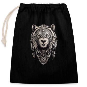 Lions Dream Catcher - Closable cotton gift bag (25x30cm) - black - Front