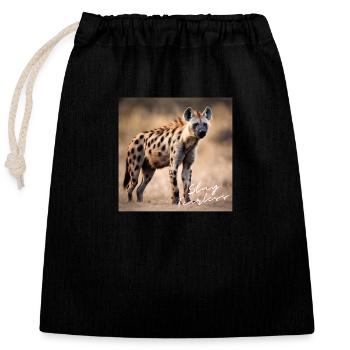 Stay Fearless - Hyena Design - Closable cotton gift bag (25x30cm) - black - Front