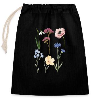Plantes Fleurs Floraison - Sac cadeau en coton avec cordon (25 x 30 cm) - noir - Devant