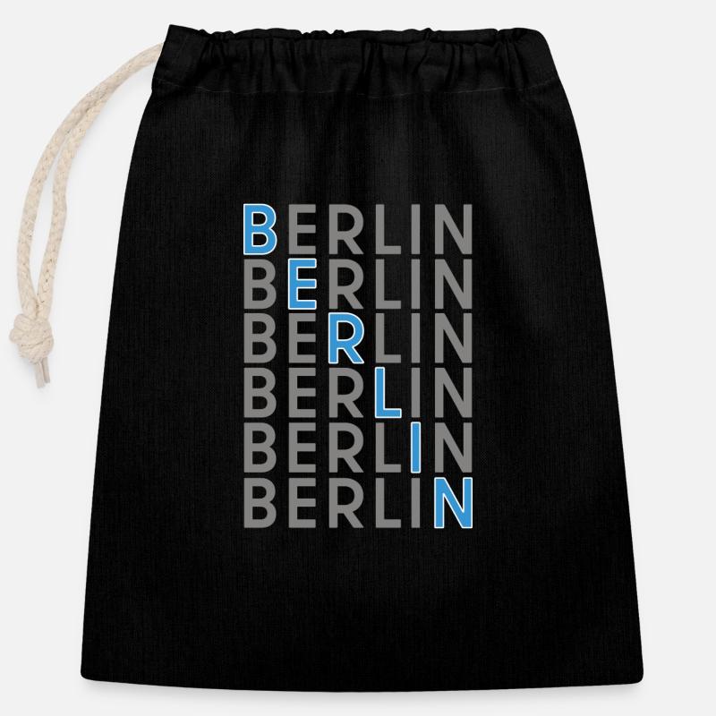 Berlin Berlin - Verschließbarer Geschenkbeutel aus Baumwolle (25x30cm) - Schwarz