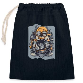 Skywise Moustaches Aviateur Animal Orange Gris Mignon - Sac cadeau en coton avec cordon (25 x 30 cm) - bleu marine - Devant