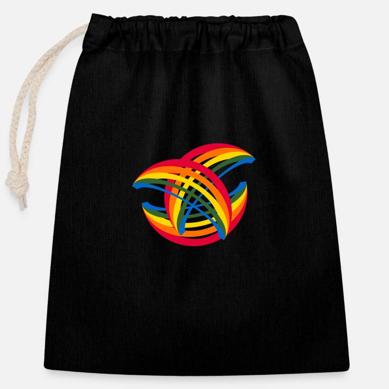 kreis regenbogen regenbogen - Verschließbarer Geschenkbeutel aus Baumwolle (25x30cm) - Schwarz