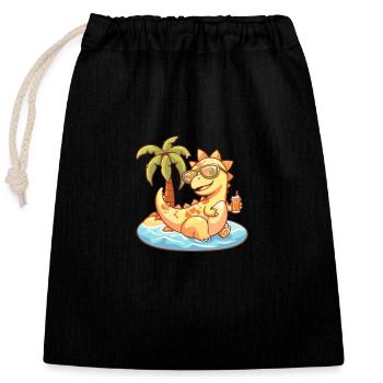 Dinosaur Stegosaurus Island Palm - Closable cotton gift bag (25x30cm) - black - Front