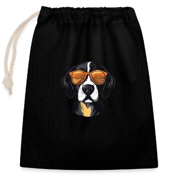 Tête de chien Beagle Cool - Sac cadeau en coton avec cordon (25 x 30 cm) - noir - Devant