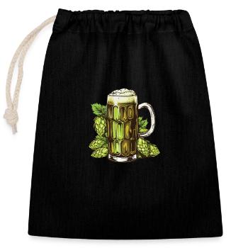 Beer glass hops - Closable cotton gift bag (25x30cm) - black - Front