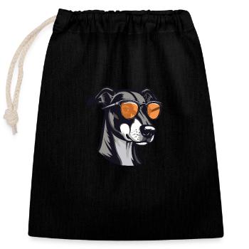 Greyhound Dog Cool Head Party - Closable cotton gift bag (25x30cm) - black - Front