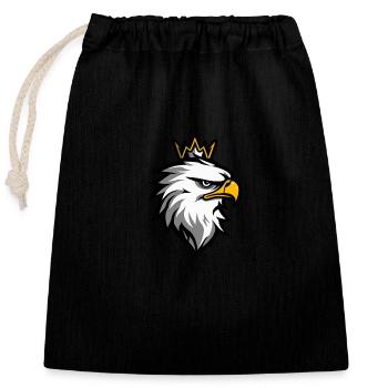 Eagle Head Crown - Closable cotton gift bag (25x30cm) - black - Front