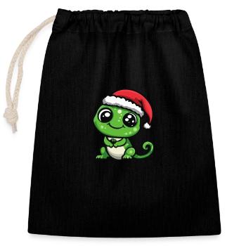 Sloth Christmas Cute - Closable cotton gift bag (25x30cm) - black - Front