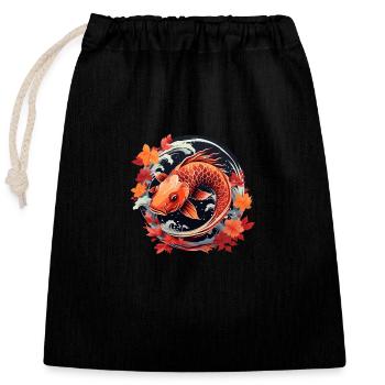 Poisson koï d’automne au coucher du soleil - Sac cadeau en coton avec cordon (25 x 30 cm) - noir - Devant