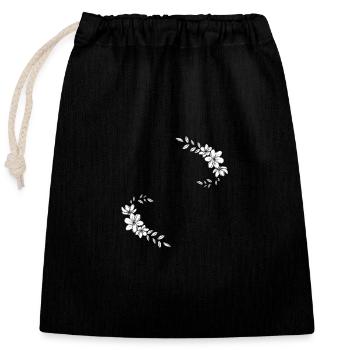 Cadre floral - Sac cadeau en coton avec cordon (25 x 30 cm) - noir - Devant