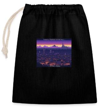 Art - Closable cotton gift bag (25x30cm) - black - Front
