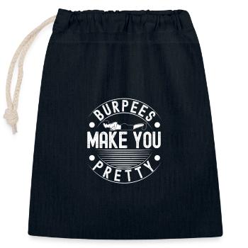 Les accros de la gym Les burpees vous rendent assez calisthenics - Sac cadeau en coton avec cordon (25 x 30 cm) - bleu marine - Devant