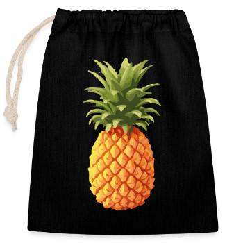 Ananas bunt - Verschließbarer Geschenkbeutel aus Baumwolle (25x30cm) - Schwarz - Vorne
