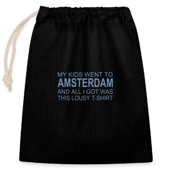 Amsterdam Souvenir Saying – Humorous - Closable cotton gift bag (25x30cm) - black - Front