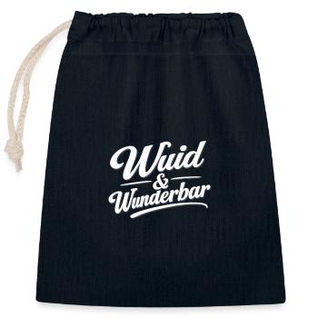 Wuid & Wunderbar - Verschließbarer Geschenkbeutel aus Baumwolle (25x30cm) - Navy - Vorne