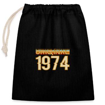 Originale Retro 70s von 1974 - Verschließbarer Geschenkbeutel aus Baumwolle (25x30cm) - Schwarz - Vorne