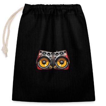 Music Boxing Symbol Bass - Closable cotton gift bag (25x30cm) - black - Front