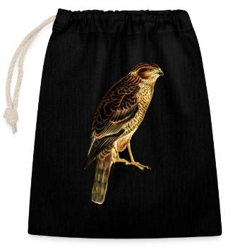 Greifvogel Falke - Verschließbarer Geschenkbeutel aus Baumwolle (25x30cm) - Schwarz - Vorne