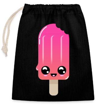 Chupito de helado con ojos brillantes - Closable cotton gift bag (25x30cm) - black - Front