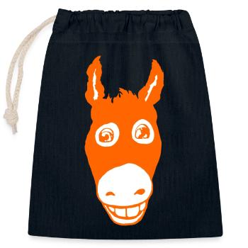 Smiling donkey orange - Closable cotton gift bag (25x30cm) - navy - Front