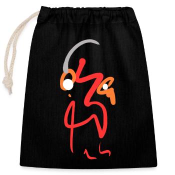 Abstract - Closable cotton gift bag (25x30cm) - black - Front