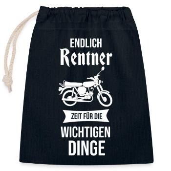 Moped Rentner Ruhestand ddr Ruhestand Ossi Kult - Verschließbarer Geschenkbeutel aus Baumwolle (25x30cm) - Navy - Vorne