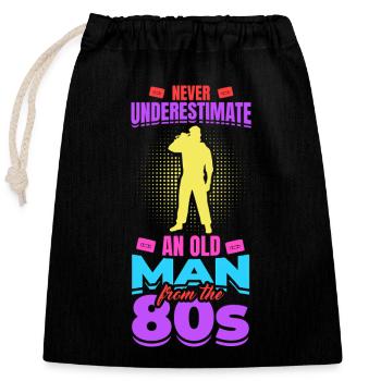 80s grandfather - Closable cotton gift bag (25x30cm) - black - Front