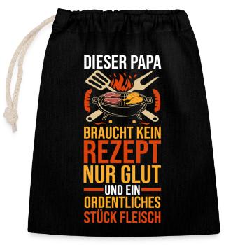 Barbecue, fête des pères, papa - Sac cadeau en coton avec cordon (25 x 30 cm) - noir - Devant
