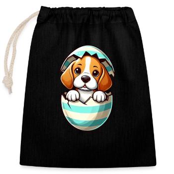 Buntes Beagle-Hund Osterei Schlüpf Design - Verschließbarer Geschenkbeutel aus Baumwolle (25x30cm) - Schwarz - Vorne