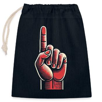 Conception audacieuse de geste de la main rouge - Sac cadeau en coton avec cordon (25 x 30 cm) - bleu marine - Devant