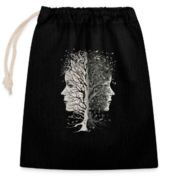 Visages d’arbres avec des feuilles soufflant des visages féminins froids - Sac cadeau en coton avec cordon (25 x 30 cm) - noir - Devant