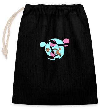 World Bear Curious - Closable cotton gift bag (25x30cm) - black - Front