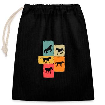 Reiten Pferd - Verschließbarer Geschenkbeutel aus Baumwolle (25x30cm) - Schwarz - Vorne