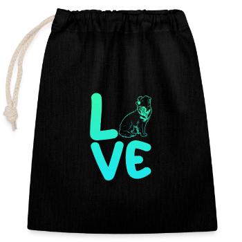 Border Collie - Closable cotton gift bag (25x30cm) - black - Front