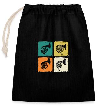 Horn player French horn - Closable cotton gift bag (25x30cm) - black - Front
