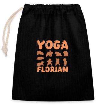 Cat Yoga Florian - Closable cotton gift bag (25x30cm) - black - Front