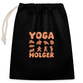 Holger de yoga pour chat - Sac cadeau en coton avec cordon (25 x 30 cm) - noir - Devant